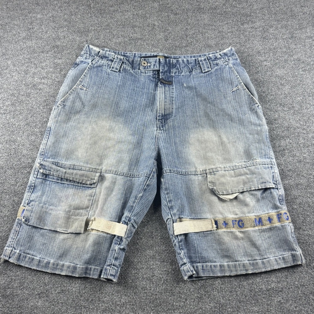 Marithe Francois Girbaud Shorts Men 38 Blue Jorts Shuttle Tape Rap Hip Hop Y2K